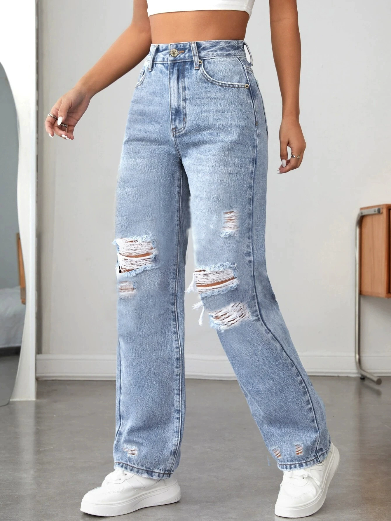 (Cross-border trading), jeans, fitted trousers, high waist