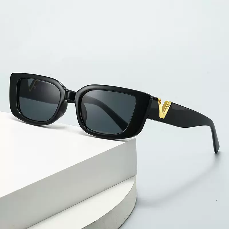 新款欧美小框方形太阳镜简约潮高级感墨镜跨境嘻哈眼镜批发