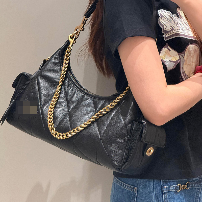 【High Quality】Coco Quilted Juliet 30 Motorcycle Bag Underarm Bag Single Shoulder Crossbody Large Bag for Women 【High Quality】Coco Quilted Juliet 30 Motorcycle Bag Underarm Bag Single Shoulder Crossbody Large Bag for Women