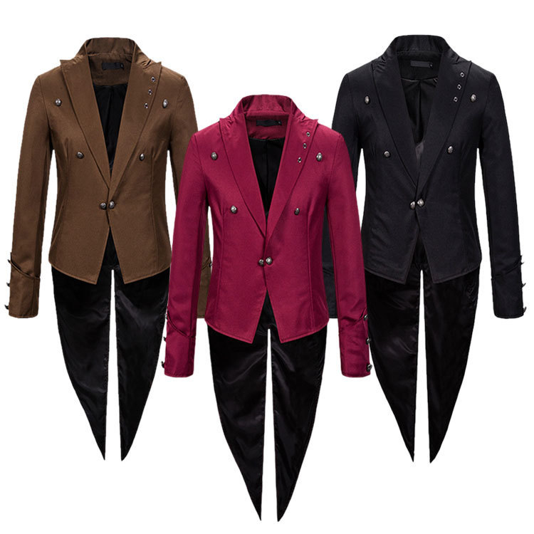 Winter Ebay Amazon Wish Retro Tailcoat Women's Solid Color Stage Costume Performance Outfit Trendy Runway Fashion