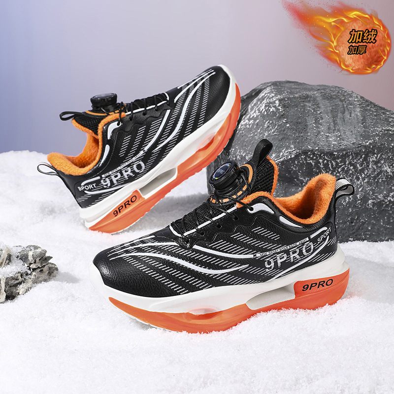 Boys' shoes 2026 winter new shock-absorbing training non-slip waterproof leather children's sports shoes boys' running shoes