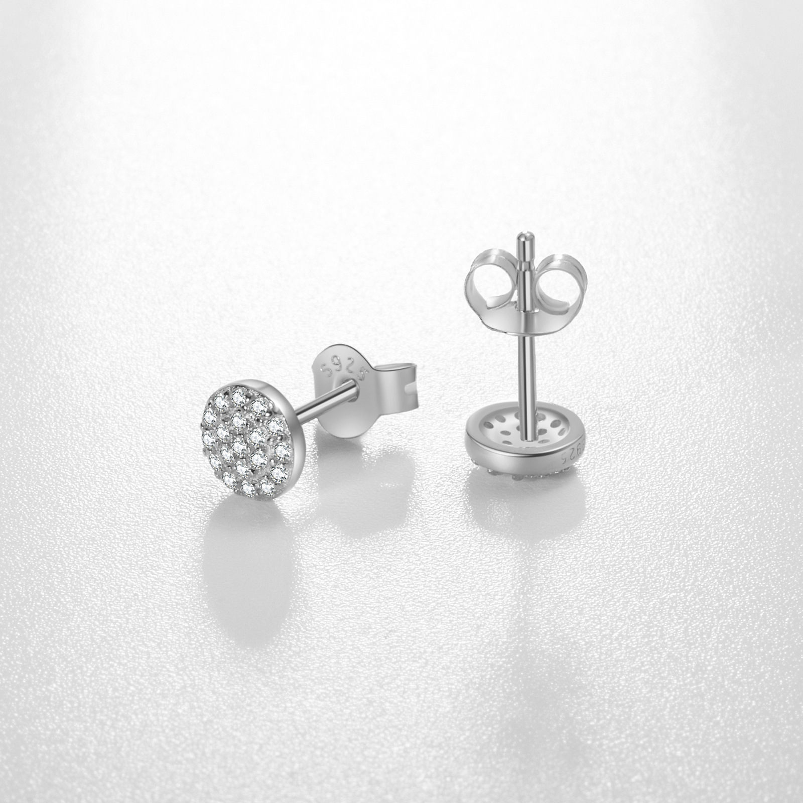 1 Par Estilo Simple Brillante Ronda Cuadrado Gotitas De Agua Embutido Plata Esterlina Circón Pendientes display picture 12