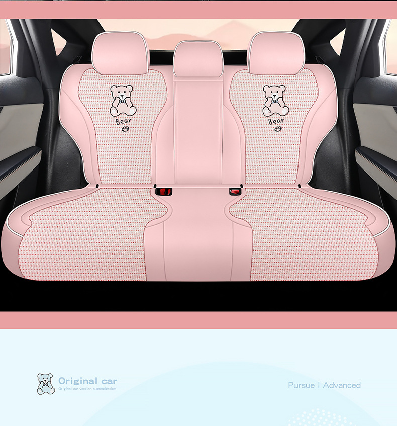2021-24 BYD Qin PLUS special seat cover leather hemp stitching car cushion cartoon bear four seasons