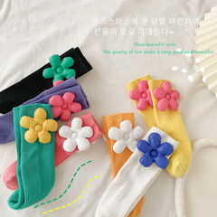 女童襪子中筒襪外穿潮ins兒童韓版潮網紅款小花寶寶花朵襪公主襪