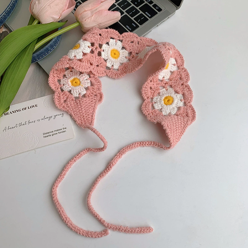 Этническая Crochet повязка на голову, тканое украшение для волос, регулируемая, яркий бохо-стиль