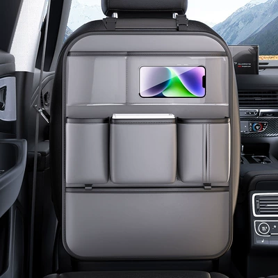 Car table board — Bag Hanging Bag Car Storage - glossy-gray-nappa-leather-chair-back-storagelong-style