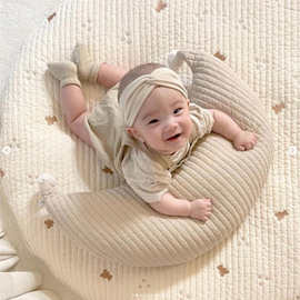 韩国ins纯棉毛球月亮抱枕靠垫宝宝儿童枕头可拆洗哺乳枕