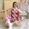 0196#[Bubble cotton short-sleeved trousers suit]