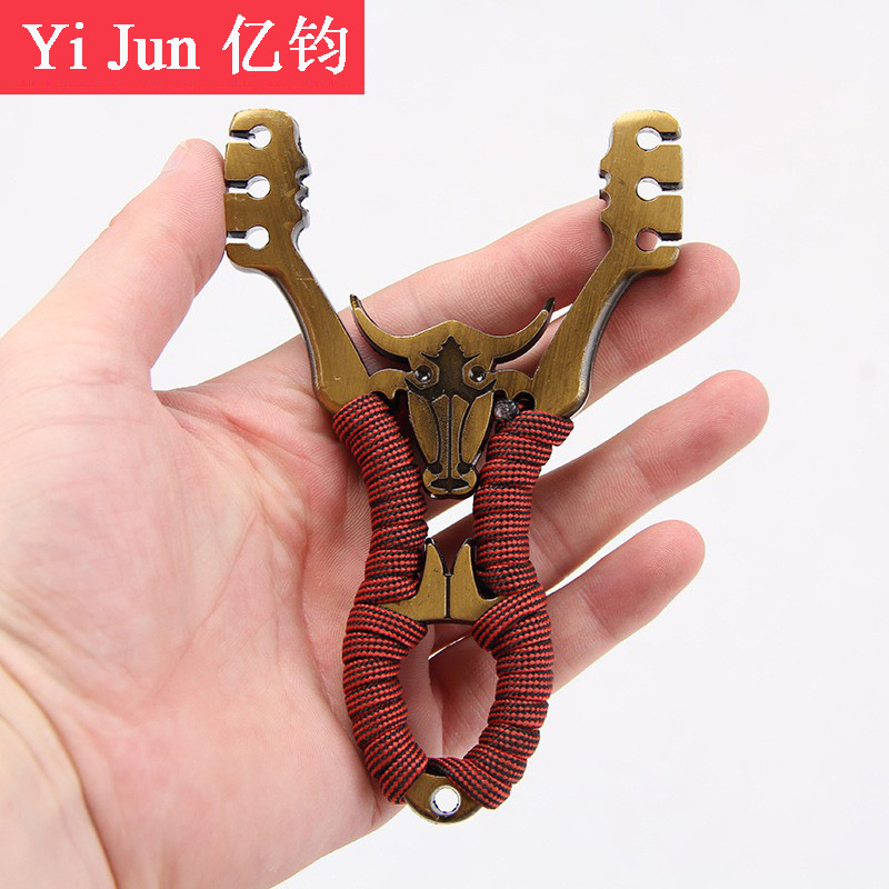 戶外競技專用金屬合金三卡金剛狼牛頭卡球傳統彈弓精準漁獵彈弓器