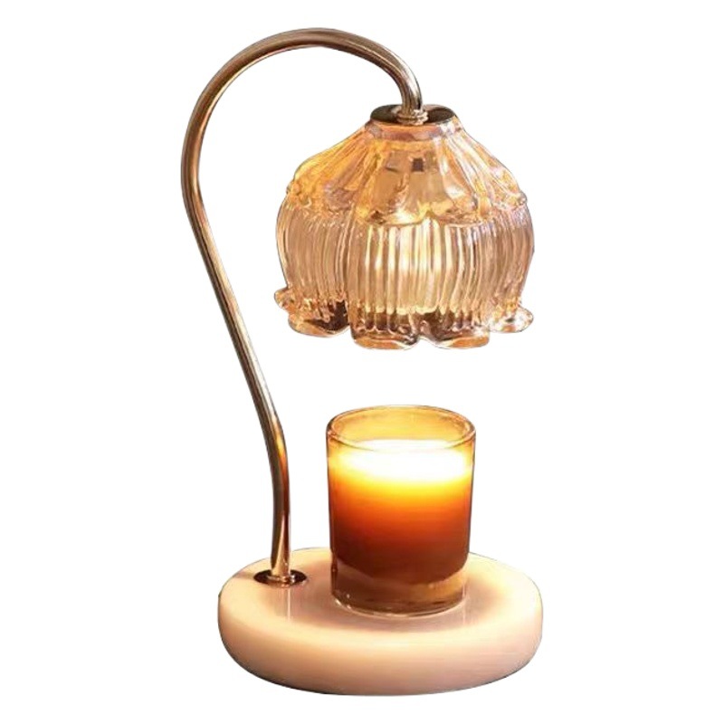 Lámpara de vela de fusión de mármol ins incienso lámpara de mesa de regalo de expansión ajuste de temperatura libre de humo lámpara de cera de fusión de aromaterapia de luz nocturna retro americana