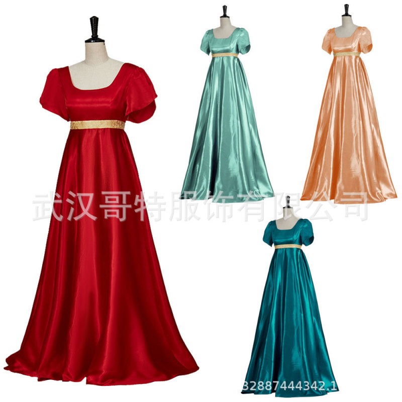 Bridgerton Retro Regency Dress High-Waisted Ball Gown Victorian Era Tea Jane Austen Dress Lolita