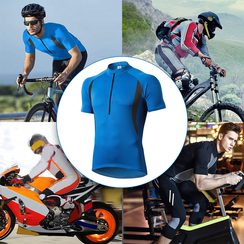 (Cross-border trading), quick dry breathable road road bike for cycling, travel jersey, sports T-shirt with zipper, jacket, with short sleeve 4