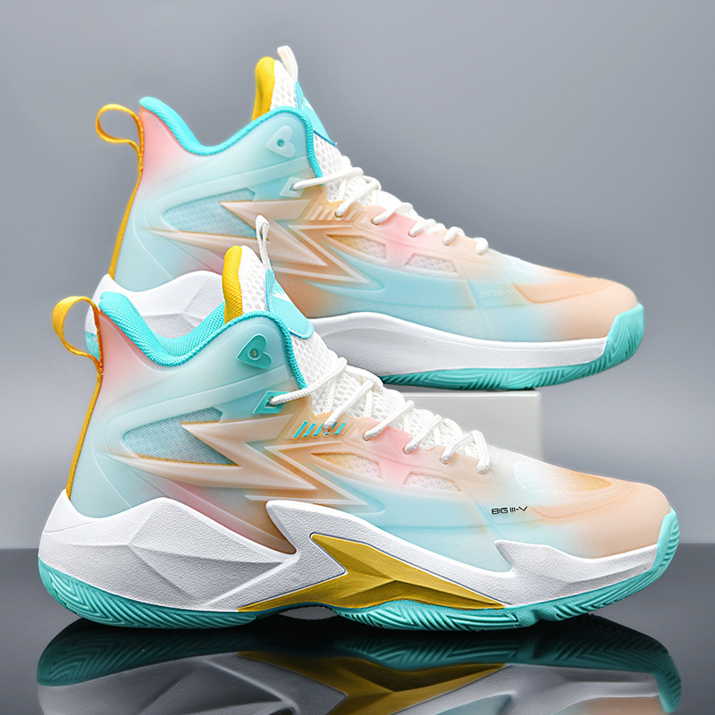 New Luminous Trendy Sports Basketball Shoes for Teenagers, Adults, Men and Women, Breathable High-Top Basketball Shoes, Wear-Resistant and Non-Slip