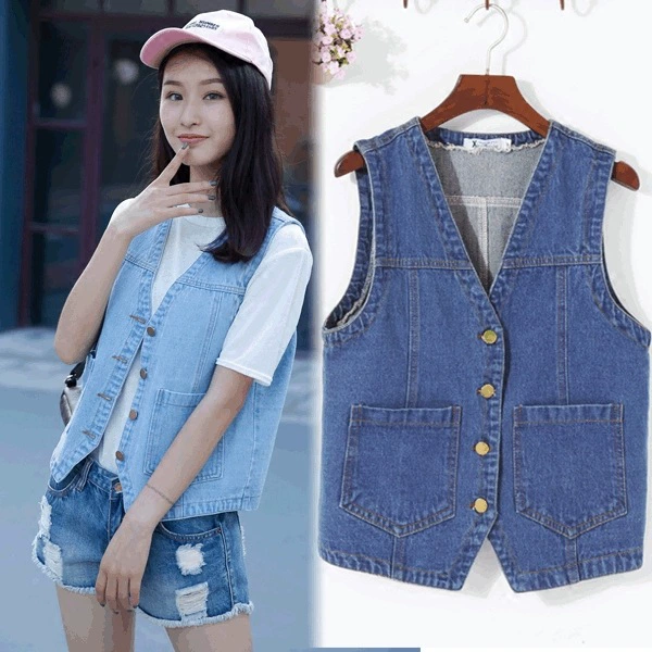 Джинсовый жилет, женский короткий 2023, новый весенне-осенний тонкий жилет в Корейском стиле, универсальный Свободный жилет, куртка без рукавов