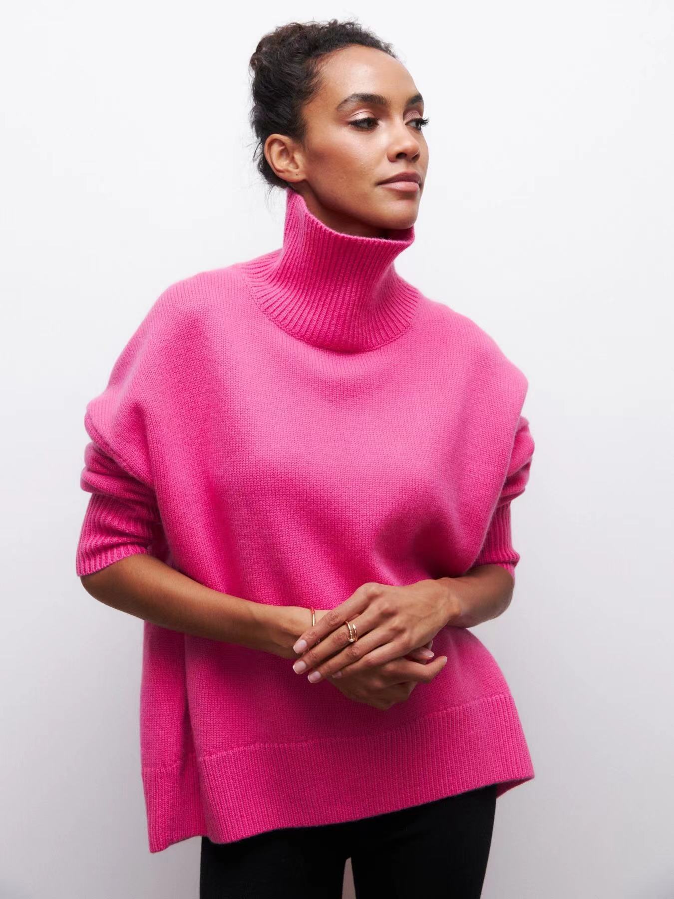 2023 ropa de mujer personalizada nuevo partido europeo y americano suéter suelto popular medio cuello alto Otoño e Invierno suéter