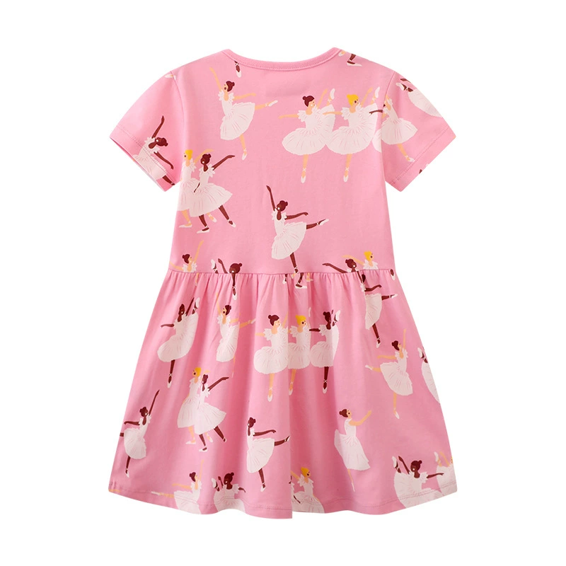 Summer skirt, cartoon knitted short sleeve dress, cotton small princess costume, children's clothing, European style