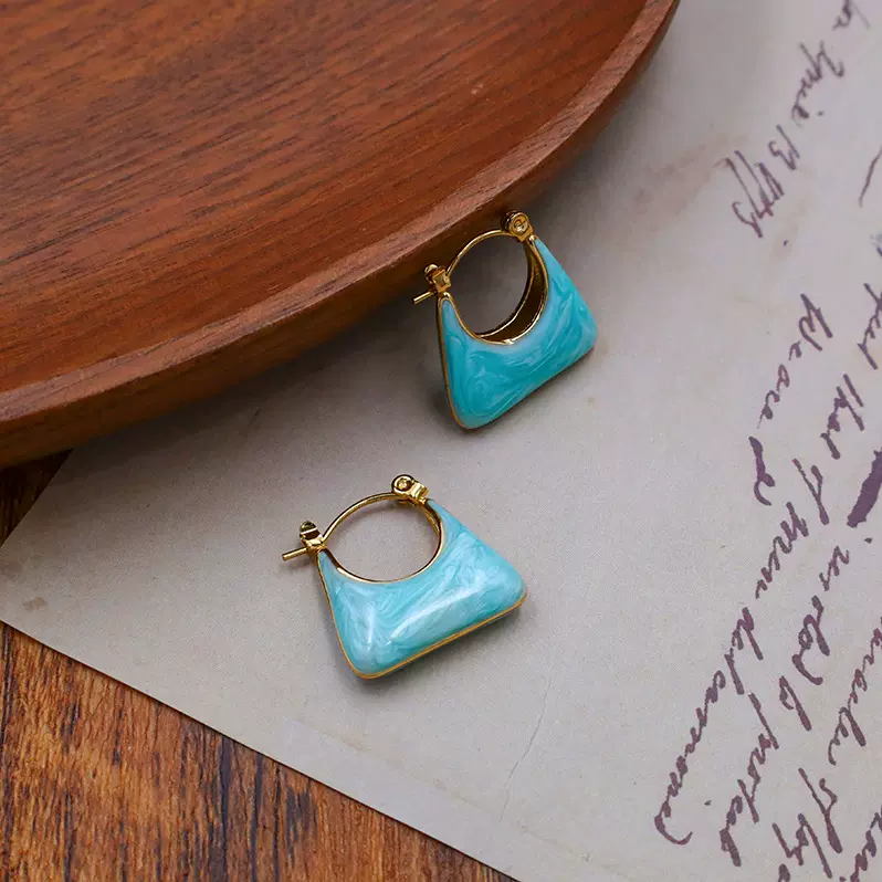 手提包滴油耳扣韩国甜美个性时尚高级感耳环气质网红通勤设计耳饰