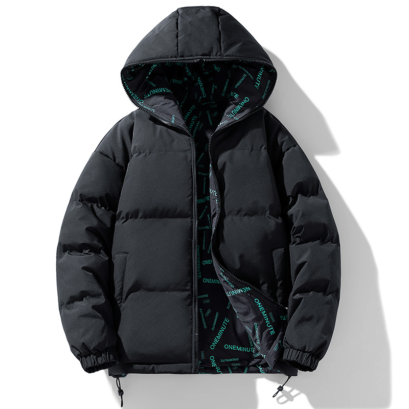 Double sided down men's plus size winter thick warm jacket, couple's casual hooded cotton jacket_voghion.com