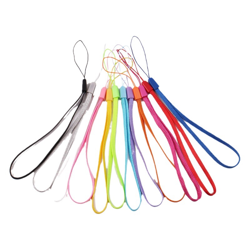Cordón de teléfono móvil de seda brillante de poliéster Cordón de taza de agua de color corto Cordón de altavoz Ventilador pequeño Cuerda de muñeca anti-pérdida Cuerda de piñones