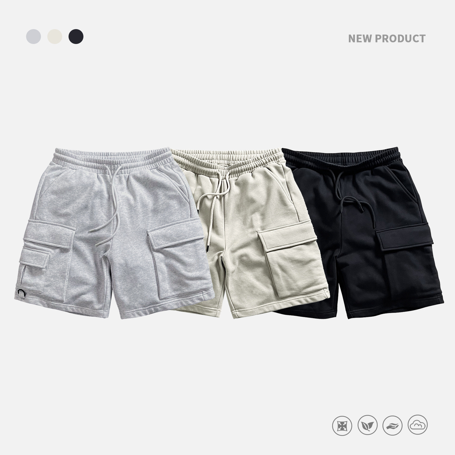 FGSS men's | 25SS Japanese overalls 380g platinum cotton terry pants loose multi-pocket shorts