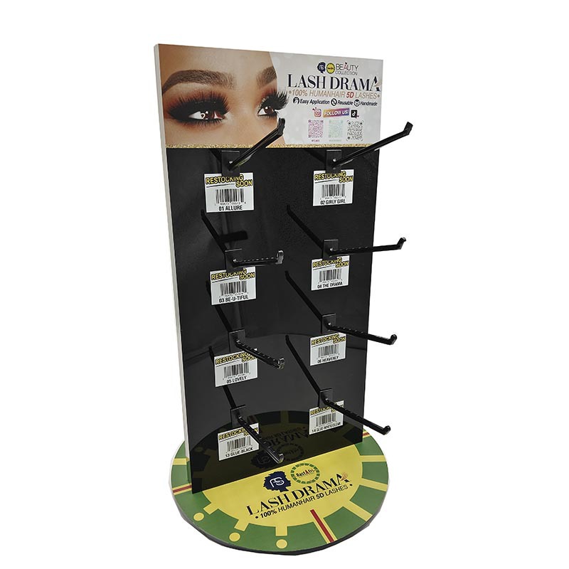 亚克力假睫毛收纳架桌面旋转商品展示架黑色挂勾商品架饰品陈列架