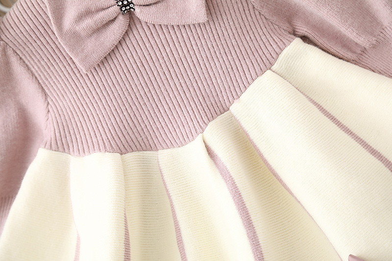Mädchen wolle kinder pullover gestrickte lange kleid, herbst und winter bogen, süße prinzessin kleid mit einem kleinen duft_voghion.com