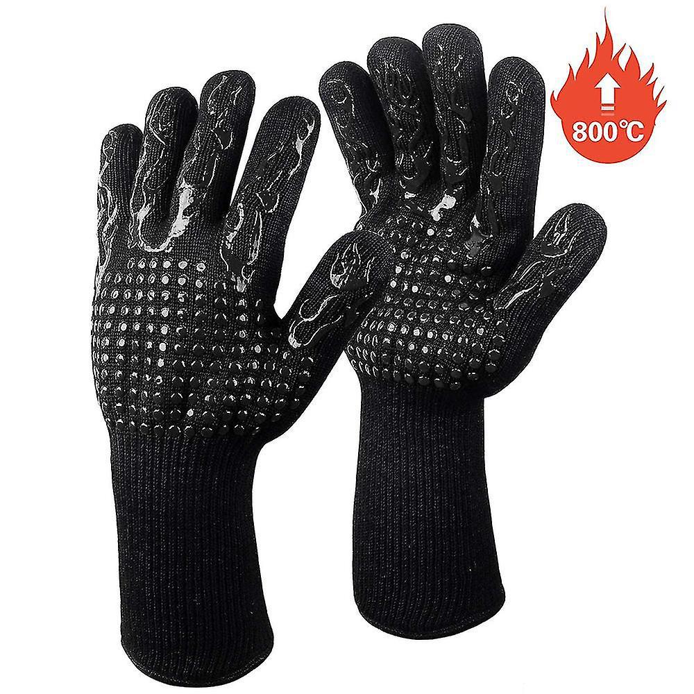 Amazon en stock barbacoa guantes llama barbacoa guantes silicona antideslizante horno resistente al calor 500-800 grados guantes