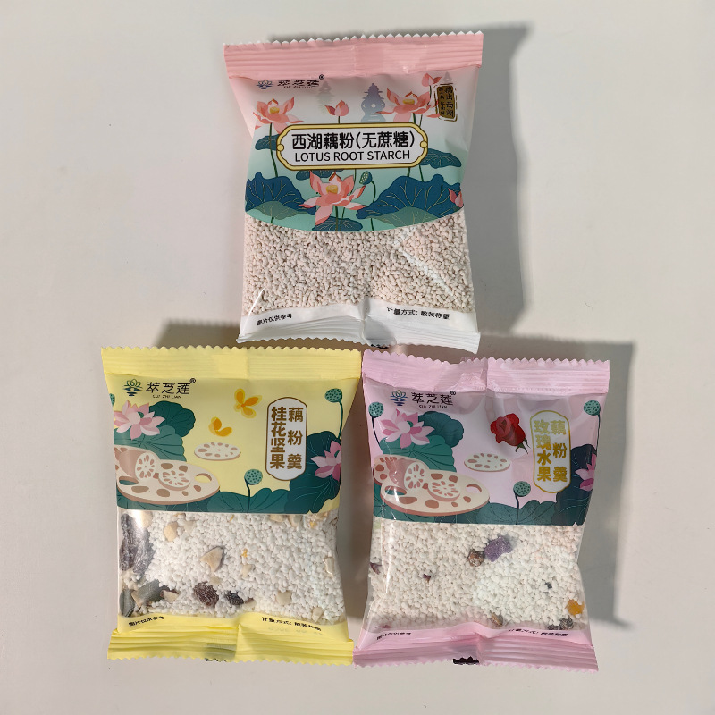 萃芝莲西湖藕粉玫瑰水果藕粉羹桂花坚果藕粉羹3口味可选一袋5斤