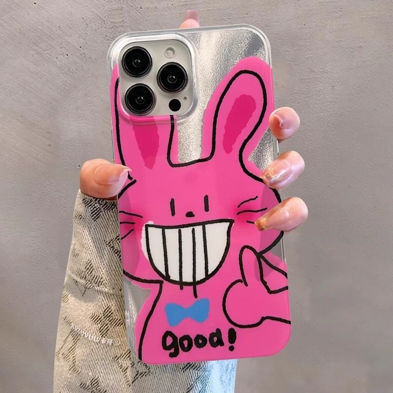 适用苹果16promax手机壳iPhone15/14赵露思同款13/12搞怪粉兔子17|undefined