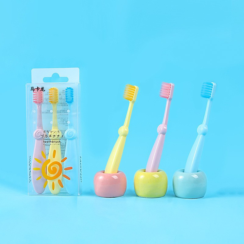 RAOYI children's toothbrush 3 PCs 3-14 years old macaron baby ultra-fine soft hair toothbrush factory wholesale