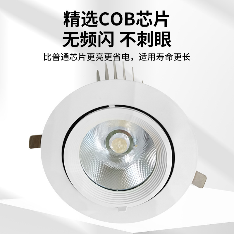 象鼻灯led射灯嵌入式cob天花灯聚光商用服装店可调角度防 眩灯30W|undefined