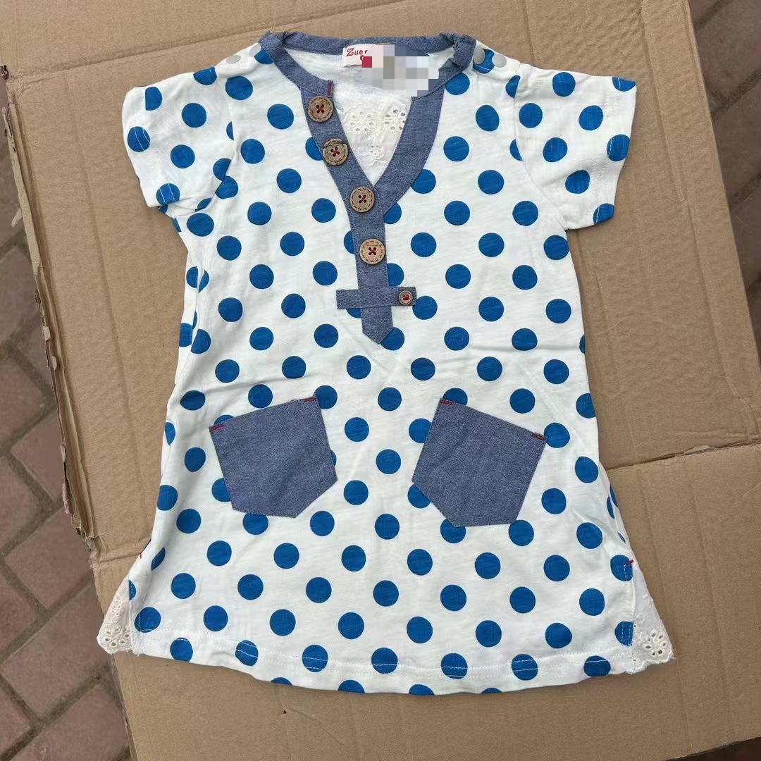 Estilo japonés solo vestido 24 verano nueva niña de manga corta falda algodón buena