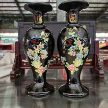 批发泰山墨玉墨国色天香牡丹花瓶摆件原石雕刻客厅创意办公室装饰