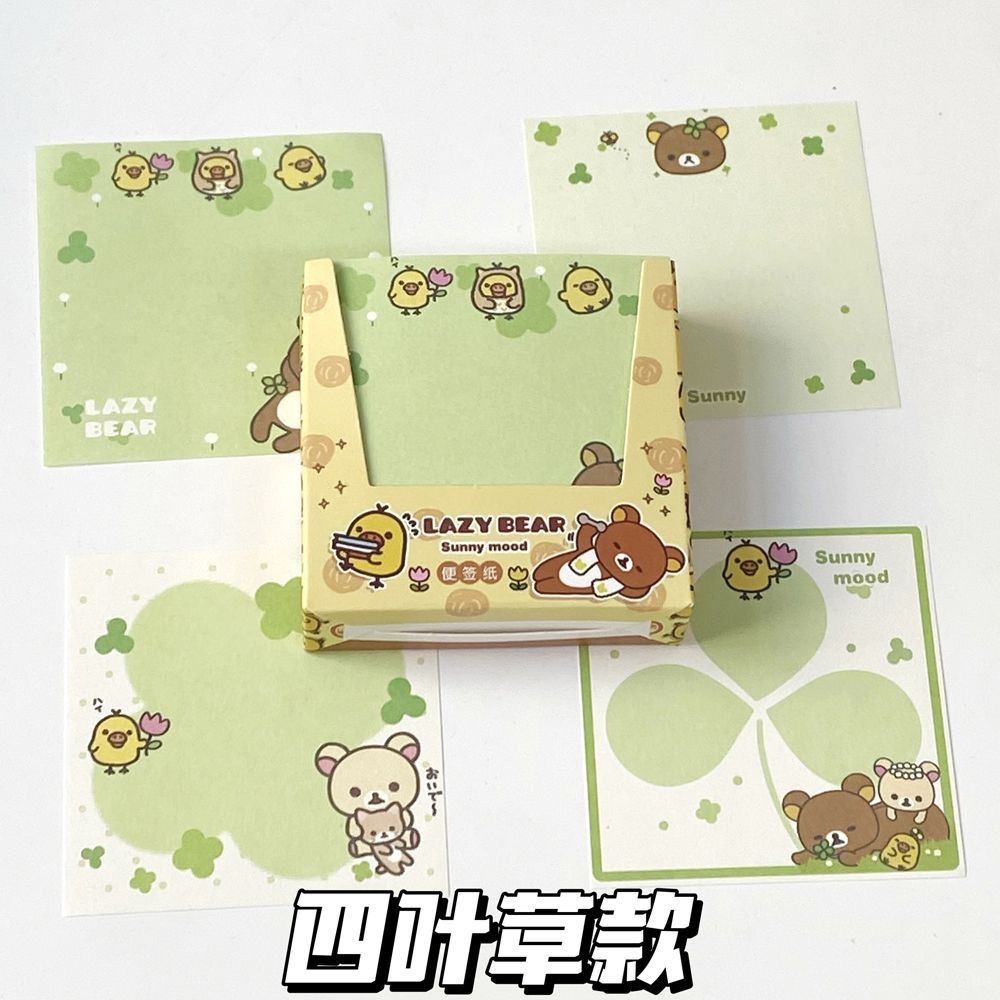 Ins Cute Rilucky Bear en caja nota de dibujos animados de alto valor mensaje sin adhesivos papel de nota de estudiante de niña