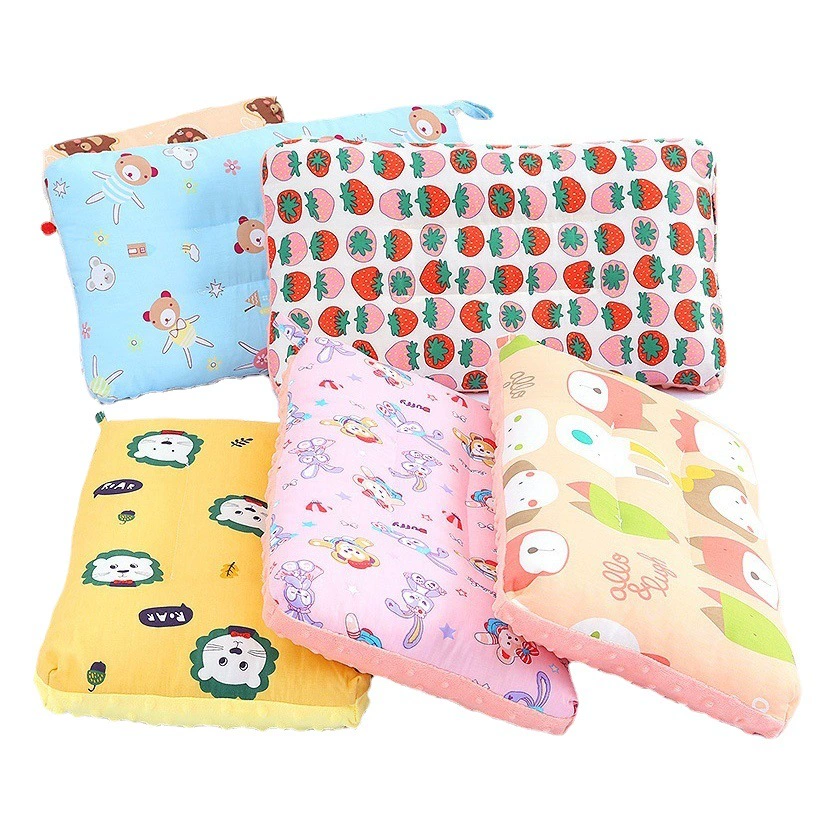 Детская мультяшная хлопковая подушка для младенцев, Успокаивающая Бархатная подушка для сна, детский сад, моющаяся ворс, защита шейного отдела позвоночника