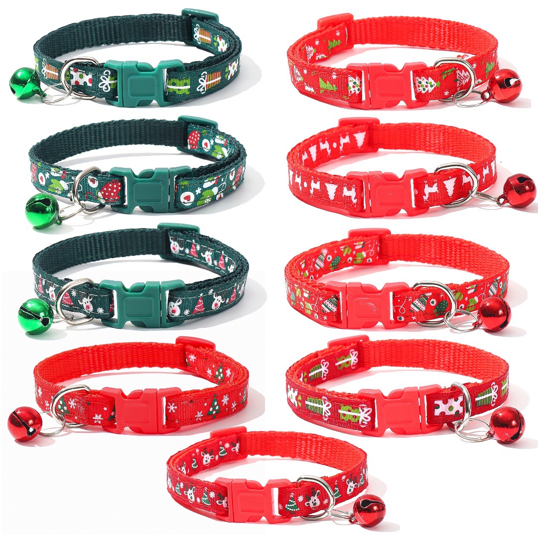 Collar de mascotas de 1cm campana collar de muñeco de nieve para gatos collar de Navidad decoración de plástico botón al aire libre