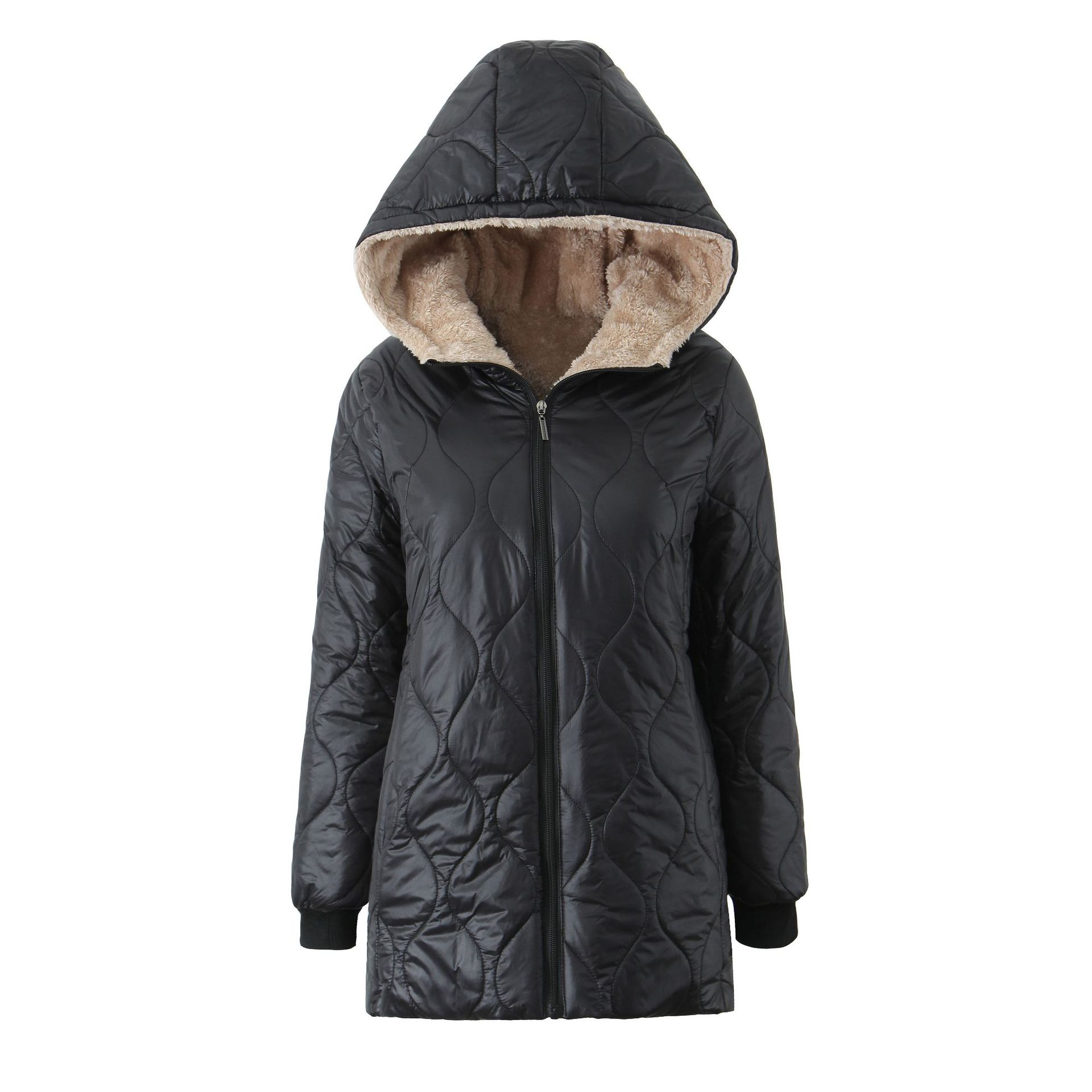 국경 간 뜨거운 판매 여성 코튼 코트 캐주얼 재킷 2024 중간 길이의 캐주얼 가을/겨울 다운 코튼 코트 후드 플러스 사이즈