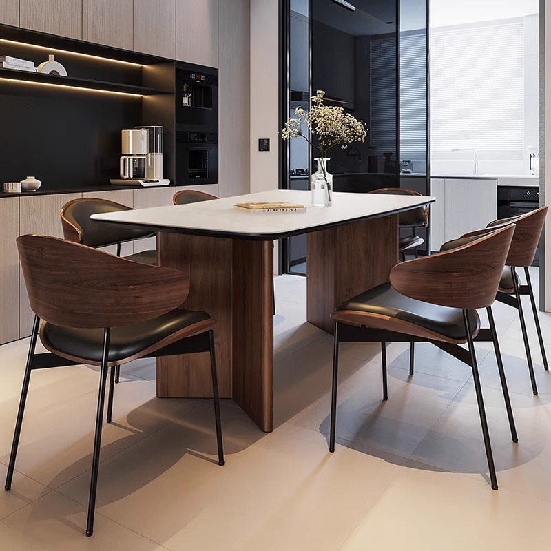 Medieval Style Solid Wood Slate Dining Table Simple Home Small Apartment New Rectangular Dining Table and Chair Combination Master Design