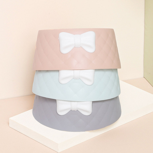 Pet Bowl Macaron Color New Style Bow Diamond Pattern Cat Bowl Deepening Leak-proof Dog Food Tableware Wholesale
