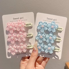 甘いゼリーの桜のヘアピンの超仙の細いフラッシュの粉の花の気質の前髪の側の波のクリップの髪の飾りの女性
