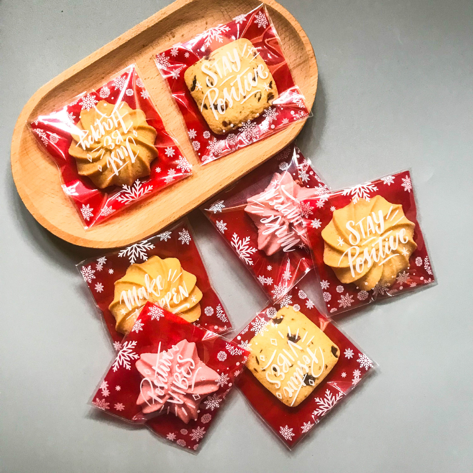 烘焙食品包装袋100枚雪花酥奶枣自黏袋饼干糖果零食茶叶自粘袋