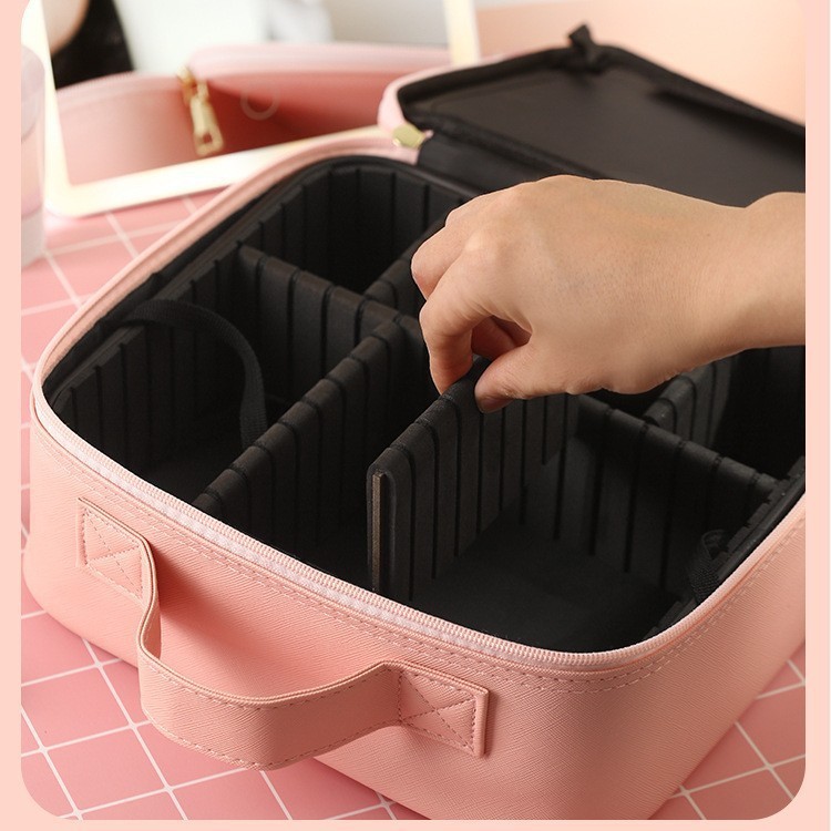 Espejo de Maquillaje con Luz LED, Bolsa de Almacenamiento para Maquillaje, Bolsa de Viaje Portátil de Gran Capacidad de Fábrica