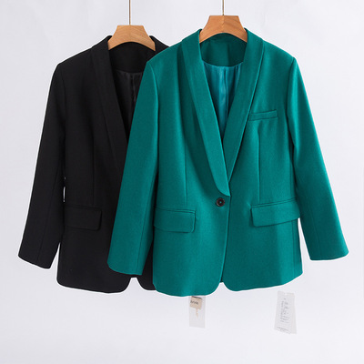 高珂2022秋冬新款时髦型格高阶飒爽黑科技热熔岩面料西装外套女潮