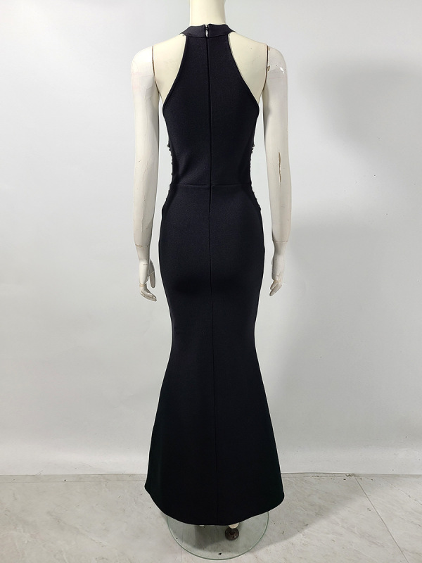 晚礼服钉钻气质主持人宴会绷带鱼尾连衣裙收腰长裙bandage dress|undefined