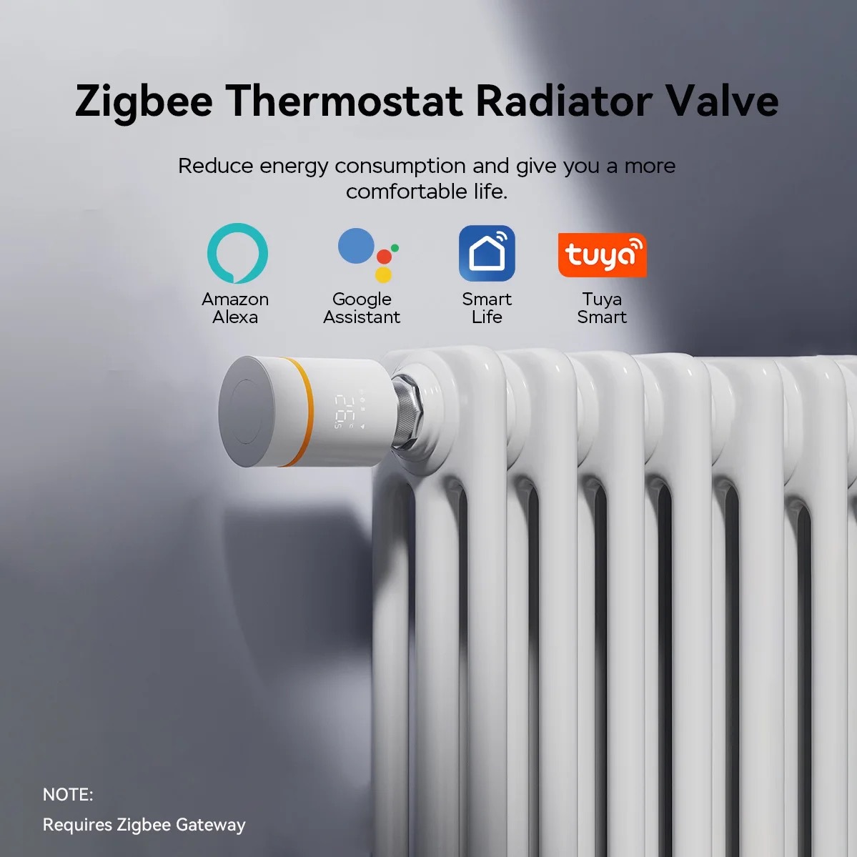 新款zigbee智能温控阀门Tuya智能恒温器Zigbee散热器阀远程控制
