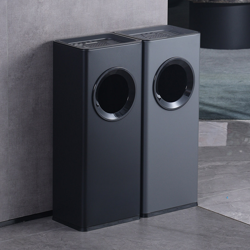 Stainless steel hotel trash can, floor-standing, for lobby, corridor, stairwell, sales office, commercial ashtray for cigarette butts Stainless steel hotel trash can, floor-standing, for lobby, corridor, stairwell, sales office, commercial ashtray for cigarette butts