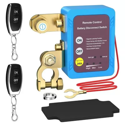 Car battery disconnector remote control manual integrated voltage digital display intelligent power-off switch 12V24V power switch (Other Car Modifications) - blue-regular-english-version