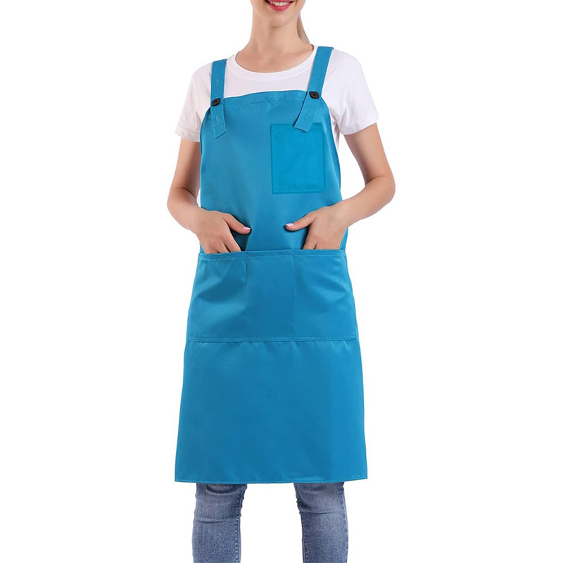 Amazon delantal de poliéster botón hombro ajustable multicolor opcional camarero ropa de trabajo delantal de cocina doméstica