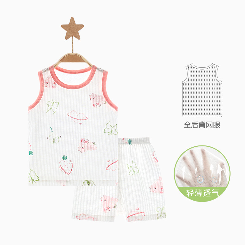 Traje de chaleco para bebé Verano niños algodón fino sin mangas cuerpo dividido fuera niños y niñas ropa de verano para bebés image 7