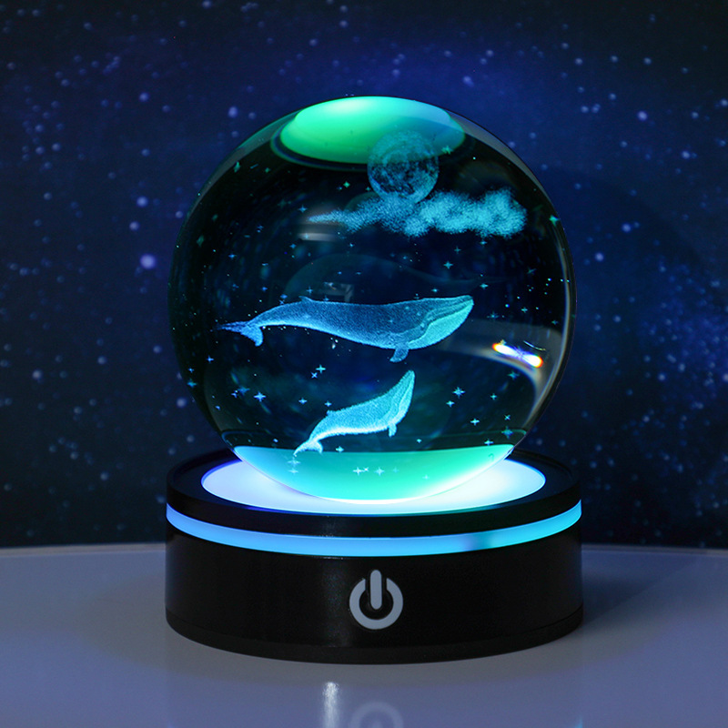 跨境发光银河系星空水晶球小夜灯触摸电池底座创意学生生日礼物|undefined